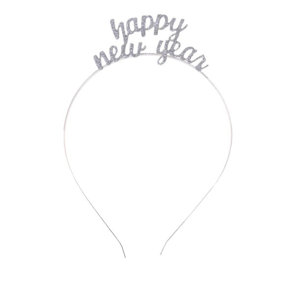 KESYOO New Year's Eve Headband Happy New Year Crown Headband Alloy Silver Hair Accessories New Year Party Costume Headpiece Children Adult Headwear Photo Props
