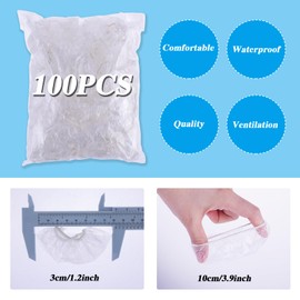 Pack of 100 Waterproof Disposable Earmuffs, Shower Ear Covers, Transparent Ear Covers with Elastic Bands, for Bathroom, Hairdressing Salon, Shower, Spa