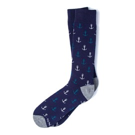 Hipster Designer Nautical Anchors - Calcetines de vestir para hombre, Azul marino, rojo y blanco, Talla única