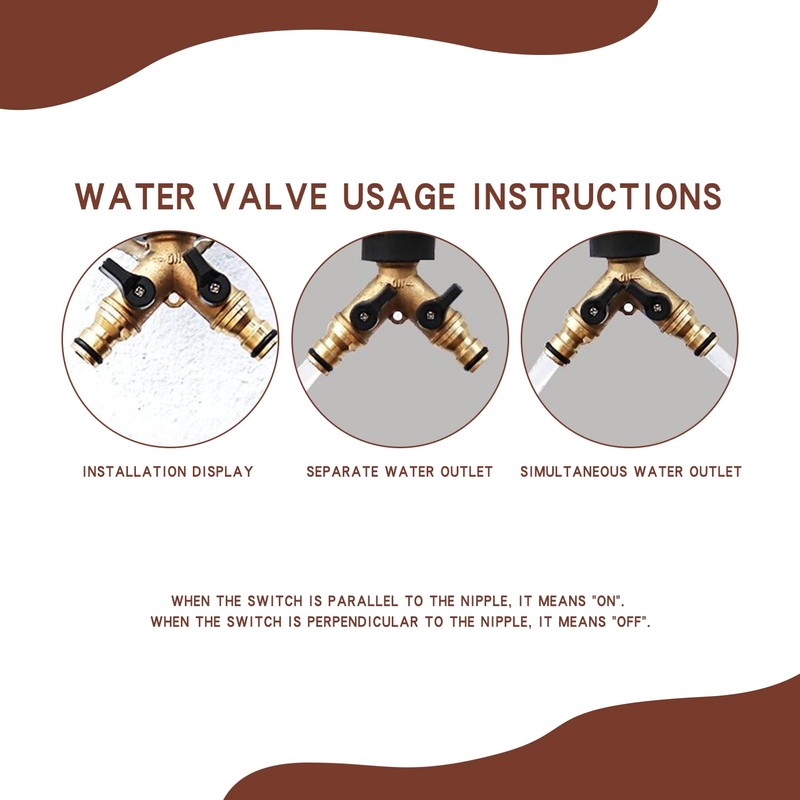 2-way Y distributor with shut-off valves, 3/4 inch connections for