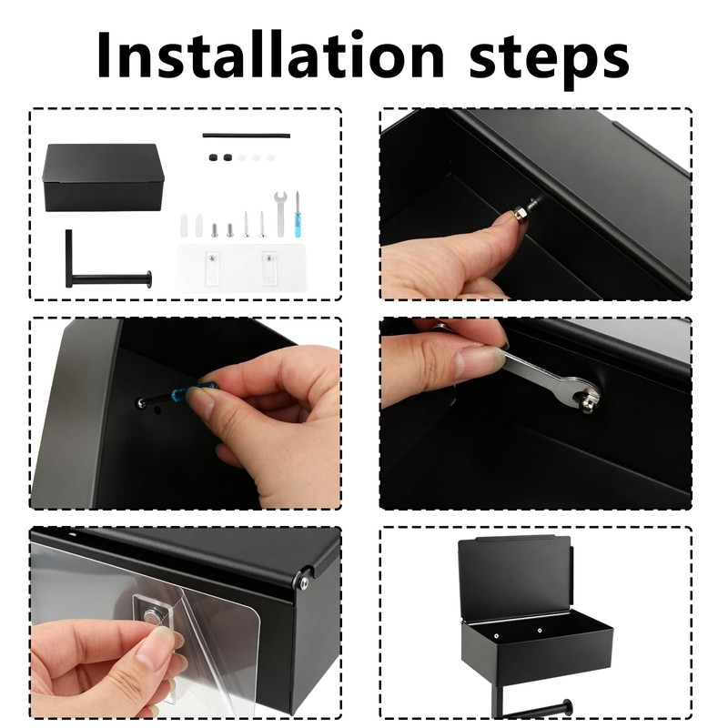 Toilet Paper Holder with Shelf & Storage - Wall Mount,