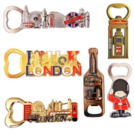 6 British Souvenir Magnets London Icons Bottle Opener Magnets England Souvenirs Metal Fridge Magnet UJ London Gift & collectable