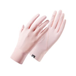 Antcher Women UV Sun Protection Gloves Ice Silk Sunblock Fingerless Gloves Full Finger Touchscreen Non Slip Gloves Hiking Cycling Gloves for Golf Driving Fishing (Pink)