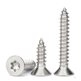 QANCEN 50 Pcs M4x12mm Torx Self-Tapping Wood Screws,Flat Head Countersunk Torx Security Anti-Theft Screw,304 Stainless Steel Self Drilling Sheet Metal Screw