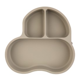 PAPU BABY Plato con divisiones Coche de silicón para bebés 2 piezas. Libres de BPA. Plato con succión. Silicón de grado alimenticio. Alimentación independiente. (Gris)