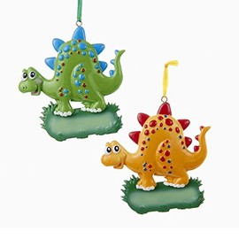 Kurt Adler 2 Assorted Cute Dinosaur Kids Ornaments