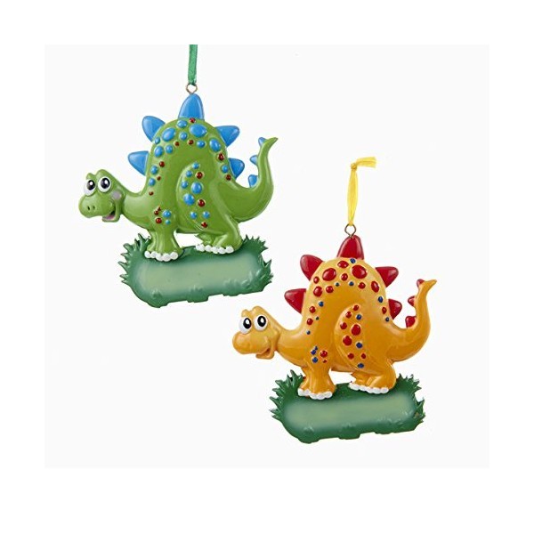 Kurt Adler 2 Assorted Cute Dinosaur Kids Ornaments