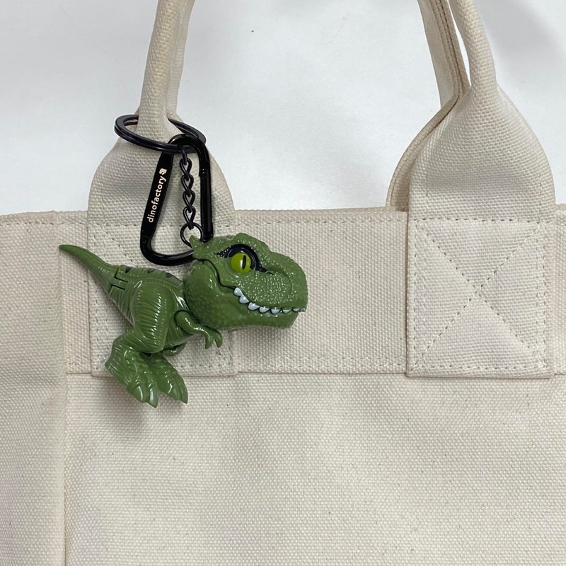 dinofactory Trex dinosaur Key Chain 2 inch Carabiner Clip, Green,