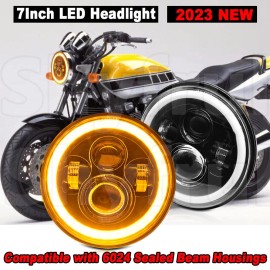 Shyfrult Chrome 7inch LED Headlight For Kawasaki Vulcan VN 500 750 800 900 1500 1600 1700