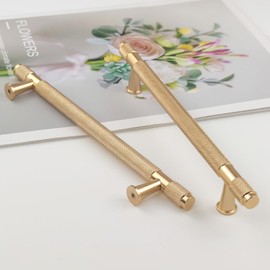 Pexintek Pack of 6 Cabinet Handles Gold Modern Furniture Handles, 160mm Hole Spacing Door Handles Kitchen Drawer Handles, Vintage Handles for Kitchen Cupboards, Chest of Drawers (Golden)
