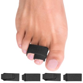 ZenToes Hammer Toe Corrector for Women & Men - Reusable Fabric Buddy Wraps for Broken Toes - Cushioned Toe Splint for Protection & Recovery & Hammertoe Straightener - 4 Count (OSFM, Black)