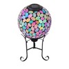 Alpine Corporation Outdoor Solar Powered Pink Glass Mosaic Gazing Globe