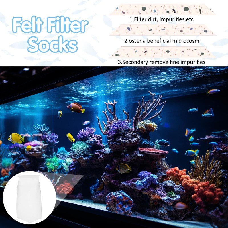 7 Inch Rectangle Filter Sock, 4 Pcs Saltwater Aquarium Filter