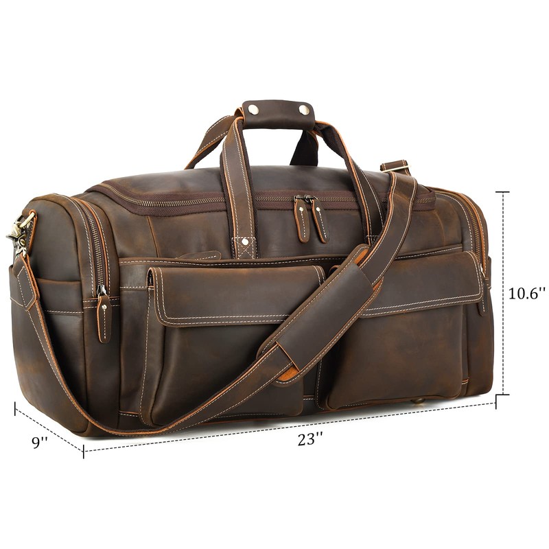 Polare 23" Duffel Thick Full Grain Cowhide Leather Gym Weekender