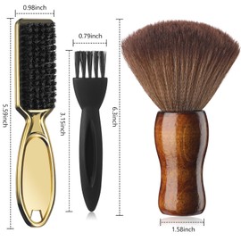 Patelai 3 Pieces Barber Neck Duster Brush Barber Brush Clipper Brush Blade Hair Brush Soft Nylon Trimmer Shaver Razor Cleaning Brush with Storage Bag for Hair Styling(Gold)