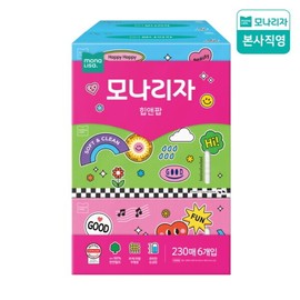 Mona Lisa graduation window natural pulp hip & pop beauty tissue 230 sheets 6 packs 1 pack box tissue leg tissue / 모나리자 눈금창 천연펄프 힙앤팝 미용티슈 230매 6입 1팩 곽티슈 각티슈