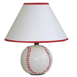 ORE International 604BB Ceramic 60-Watt Baseball Table Lamp, White / Cream