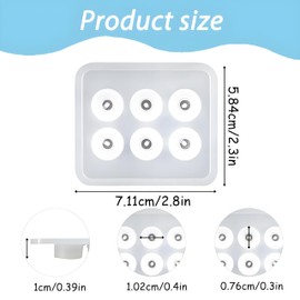 Bead Jewelry Molds with Hole for Epoxy Resin, Round Cabochon Jewelry Making Set, 6 Cavities, 2 Pack for Earrings Pendants Bracelets and Necklaces