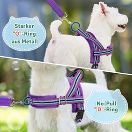 SlowTon Dog Harness with Lead, No Pull, Adjustable Reflective Puppy Harness, Breathable Chest Harness for Small Medium Dogs, Cats, Cat Harness