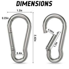 2 PCS Carabiner Clips Stainless Steel Metal Spring Hooks Small M6 Heavy Duty Carabiners Snap Clip Hook for Keychain Fishing Hiking Outdoor Activity Camping Awning (Not for Climbing)