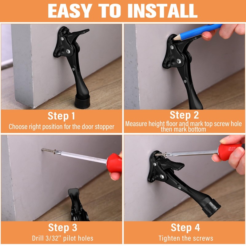 Chumia 12 Pieces Heavy Duty Door Stoppers 5.35 Inches Kickdown