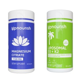 UpNourish UpNourish Magnesium Citrate 1120mg and Liposomal Vitamin D3 5000IU K2 100mcg Bundle