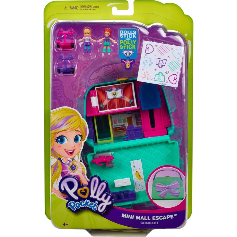 Polly Pocket 2-in-1 Playset, Travel Toy with 2 Micro Dolls