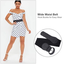 WERFORU Women Stretchy Wide Waist Belt Ladies Fashion Elastic Belts for Dresses Jumpsuit Shirts Black