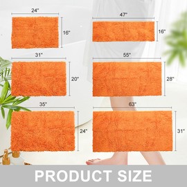 vctops Fall Plush Chenille Bath Rugs Extra Soft and Absorbent Microfiber Shag Rug, Non-Slip Runner Carpet for Tub Bathroom Shower Mat Orange 20" X 31"