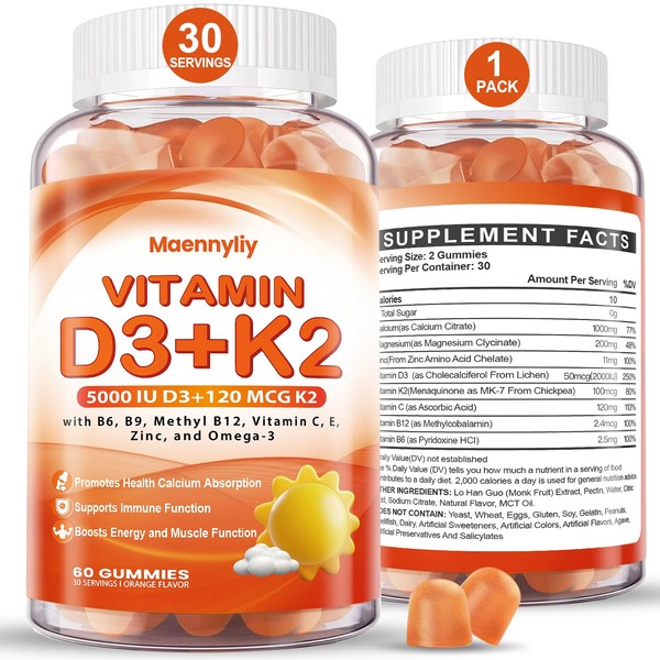 Vitamin D3 K2 Gummies for Adults - Vitamin D3 5000IU