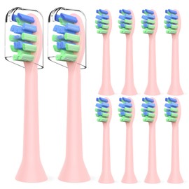 Replacement Brush Heads Compatible with 7am2m AM101/AM105 Sonic Electric Toothbrush - Medium Bristles Toothbrush Refills Compatible with 7am 2m, 10 Count, Pink