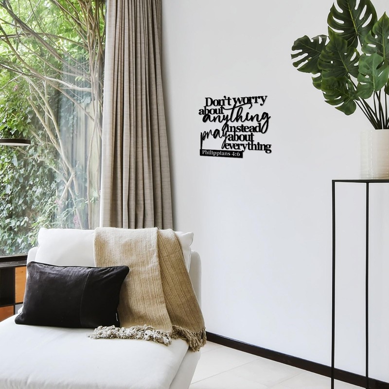 Pigort Scripture Metal Wall Art-Instead Pray About Everything Sign-Philippians4:6 Bible