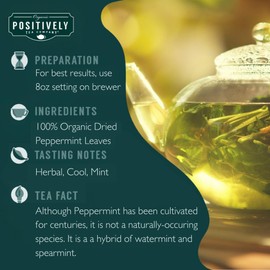 Organic Positively Tea Company, Peppermint Leaf Herbal Tea, K-Cup Compatible, 24 Pods