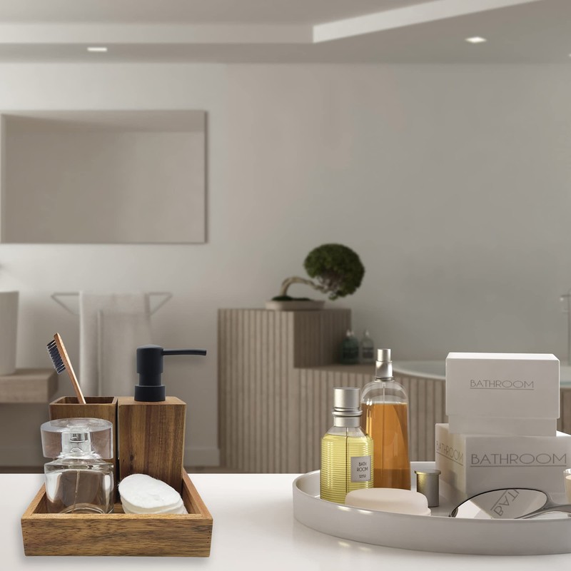 Acacia Square Bath Vanity Tray