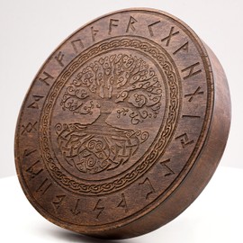 Nazar Drums Rain Disk for relax and healing, soft sound of water, great sound therapy tool, wooden body, simple in use and producing a pleasant sound, Celtic Tree design, both sides