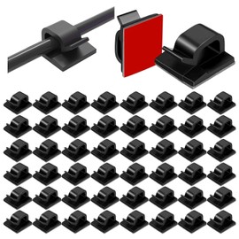 55 Piezas Clips Organizadores de Cables Autoadhesivos, Negro Organizador de Cables Escritorio, Grapas para Cable, Cable Organizer, Hacer Que la habitación parezca más Limpia