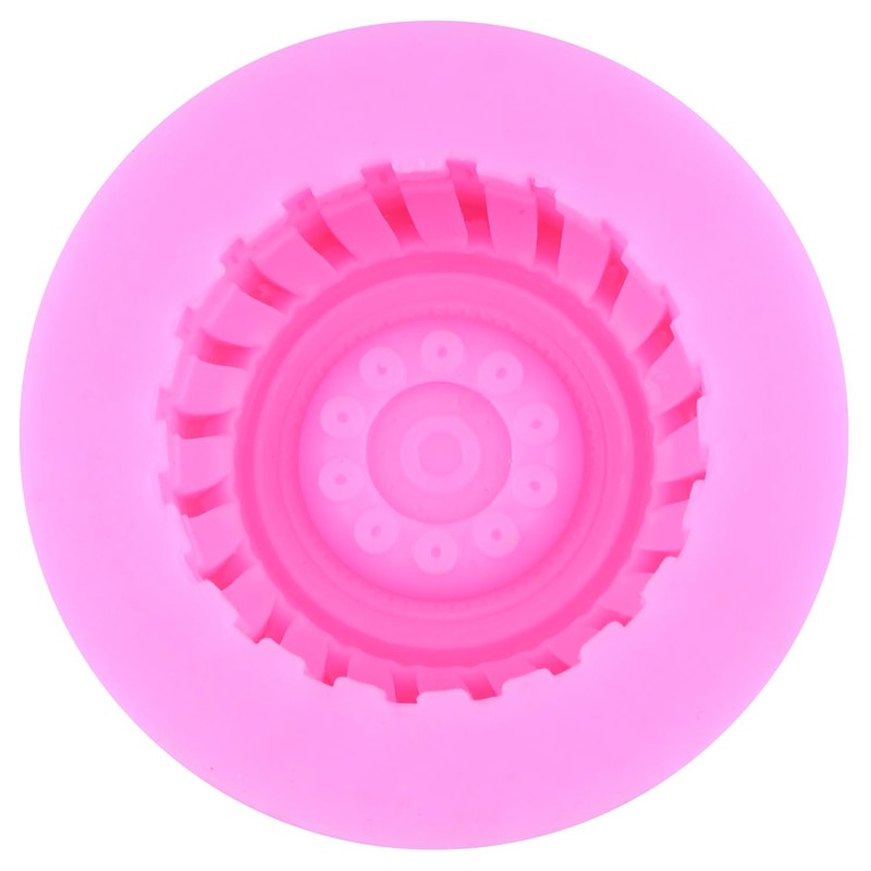 Mujiang 3D Round Tire Fondant Mold Truck Wheel Silicone Molds