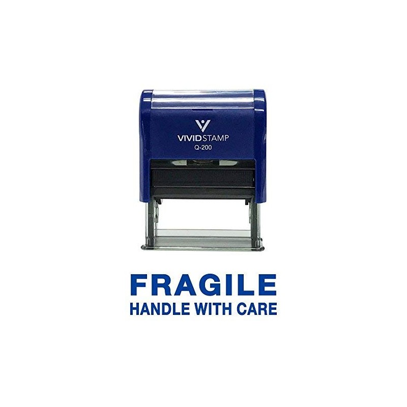 Fragile Handle with Care Self Inking Rubber Stamp (Blue Ink)