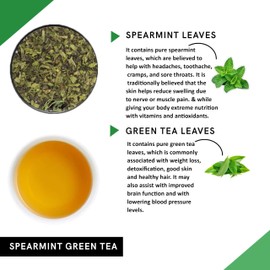 Teacurry Spearmint Green Tea (30 Tea Bags, 1 Month Pack) - Refreshing Taste and Invigorating Aroma - 100% Vegan and Caffeine-Free