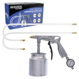 Master Elite Air Rust Proofing and Undercoating Gun with Gauge & Suction Feed Cup, 2 Wands - 22" Long Flexible Extension Wand with Multi-Directional Nozzle - Spray Truck Bed Liner Rubberized Undercoat