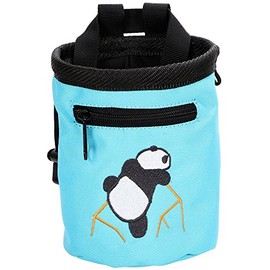 AMC Rock Climbing Panda Design Chalk Bag with Adjustable Belt, Light Blue