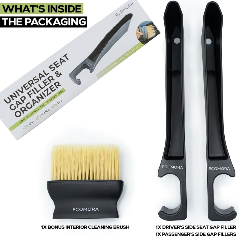 Car Seat Gap Filler Organizer with Bonus Interior Cleaning Brush-