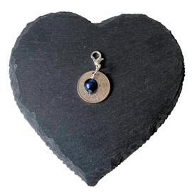 Silver Sixpence Crystal Pearl Bridal Charm | Something Blue with Crystal Pearl | Bouquet Charm for Bridal Shower | Dark Blue (Random)