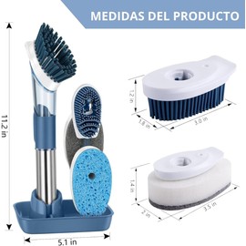 U Chef Cepillo para Platos con Dispensador de Jabón, Limpiador de Platos con 4 Cabezales Reemplazables, Cepillo para Lavar Trastes de Cocina, Limpiador de Platos, Sartenes, Ollas