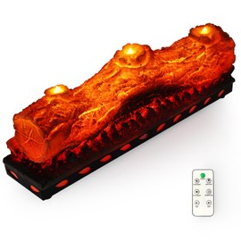Dainiqukanhai Electric Fireplace Logs Realistic Flame Effect with Candle LED Flame Light USB Powered 16 Inches Electric Fireplace Insert Log Home Decoration Remote Control