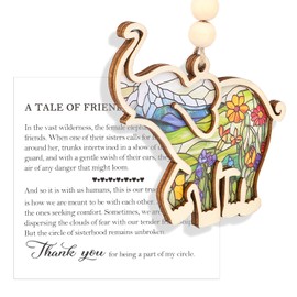 lasuroa Friendship Elephant Ornament with Story Card, Elephant Ornament for Women Cute Flower Pattern Friends Sisterhood Friendship Gifts for Women (Style 1)