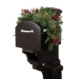 Northlight Pre-lit Decorated Pine Cone and Berries Artificial Christmas Mailbox Swag, 36", Green