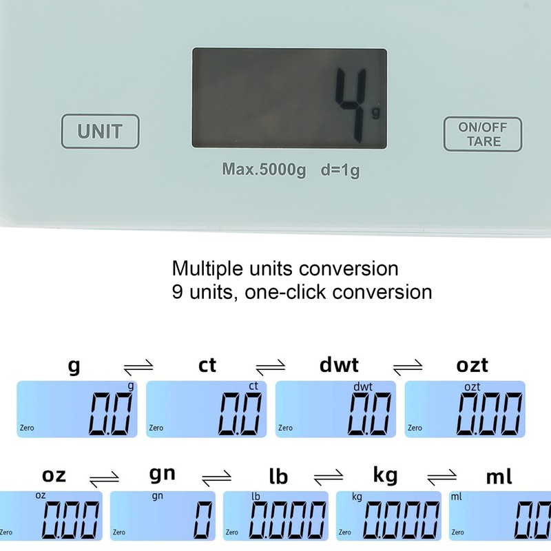 Electronic Scale Portable Digital Food Scale Waterproof Gram Scale for