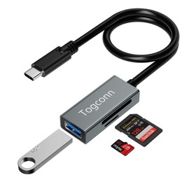 SD Card Reader 3 in 1, SD/TF Card Reader and USB A Female Port, Micro SD Memory Card Adapter, OTG, Camera Reader Multi Port for SD/Micro SD/Micro SDHC/SDXC/RS-MMC/MMC, USB C Flash Drive, Hard Drive