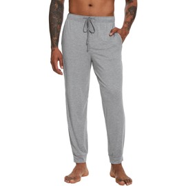 WiWi Men's Bamboo Viscose Pajama Jogger Pants Open Fly Lounge Bottoms Sleep Long Pj Joggers Sweatpant S-XXL, Heather Grey, X-Large